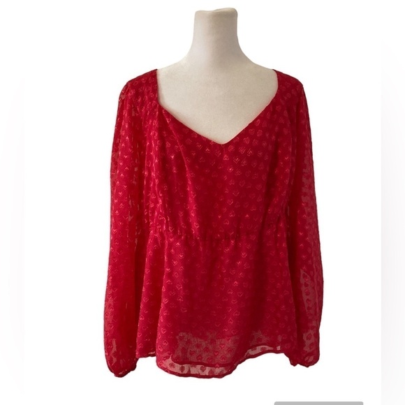 Torrid 1 1X heart blouse red - Picture 1 of 12